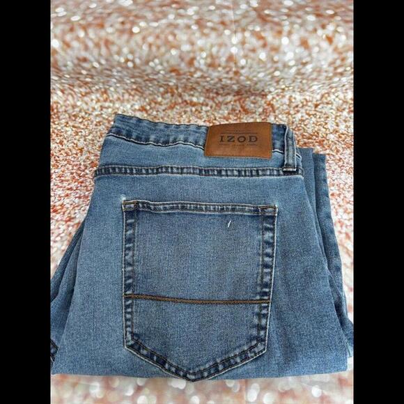 IZOD MEN'S COMFORT STRETCH STRAIGHT FIT JEANS LIGHT BLUE 36X32‎ - Picture 1 of 5